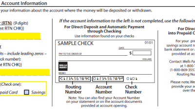 Free Wells Fargo Direct Deposit Authorization Form - PDF
